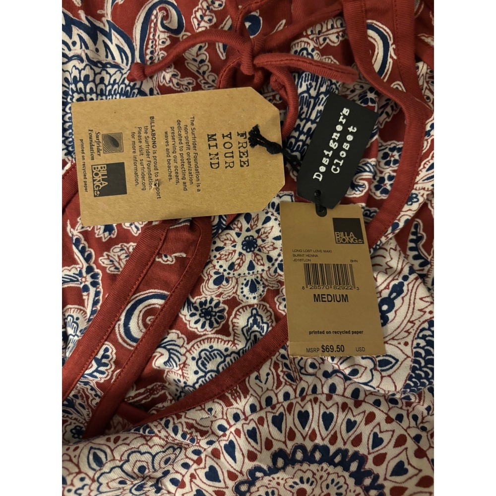 Billabong Love Long Last Maxi Dress Size M NWT Burnt Helena Boho Print MSRP $70 - Picture 2 of 11